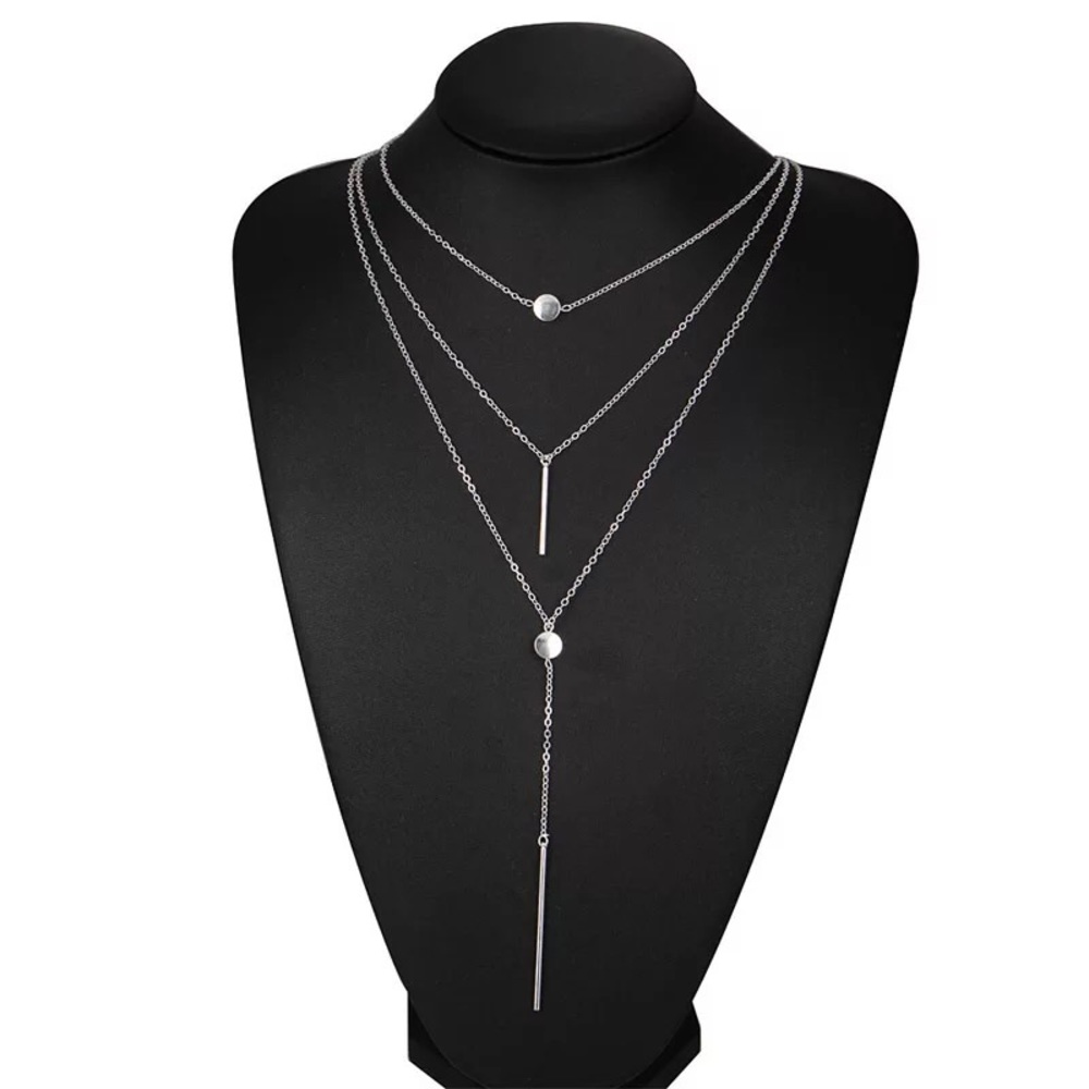🎉 New Layered Bar Silver Plated Chain Necklace
